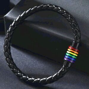 Gorgeous Black Band With Rainbow unisex bracelet